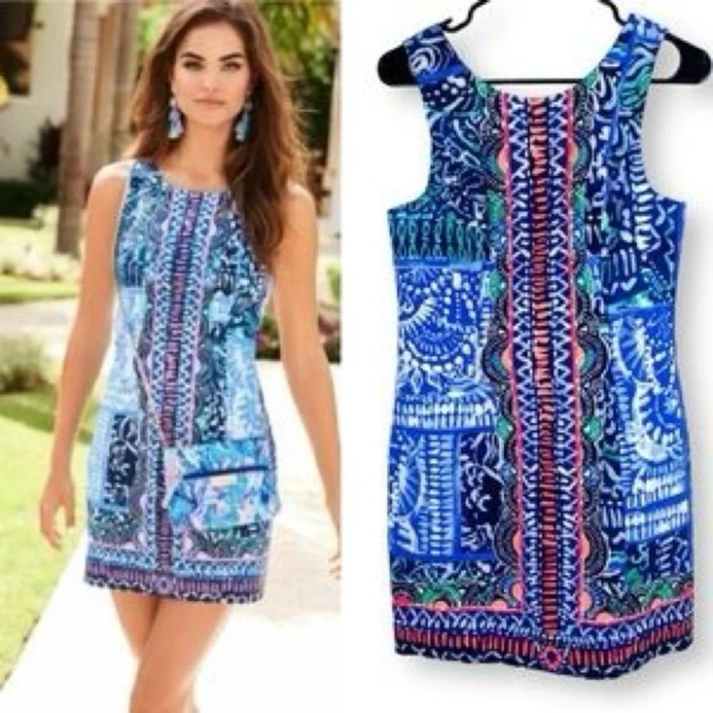 Lilly Pulitzer Mila Shift Dress Blue & Pink